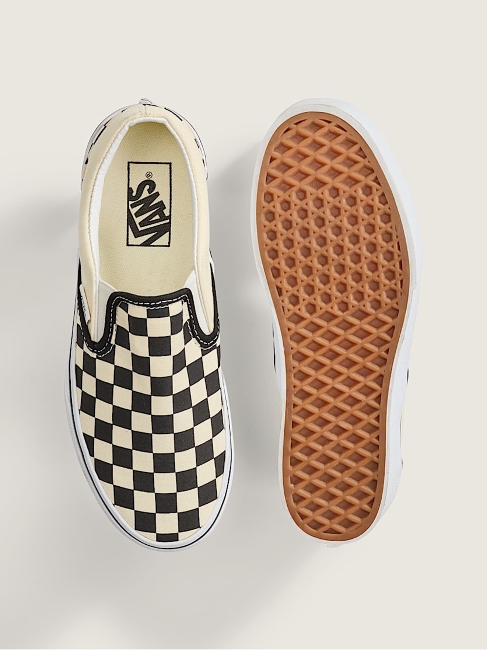 Vans' Classic Slip-On Checkerboard Sneakers - Black/White - Picture 4 of 14